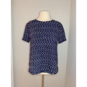 Emelia Striped Fringe Top Navy, White Sz M